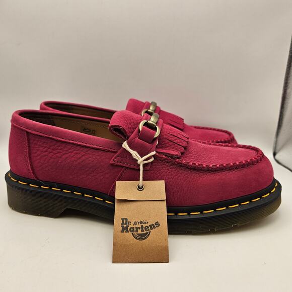 DR MARTENS MEN\'S 10 UNISEX ADRIAN SNAFFLE FUCHSIA PINK NUBUCK LEATHER LOAFERS main image 5